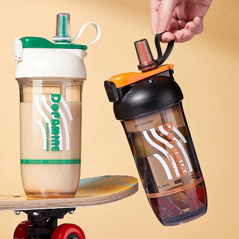 LUSQI 1PC 750ML Double Drink Shaker Water Bottle Protein Powder Shaker Mixing Cup For Fitness Gym Shaker Portable Water Bottle