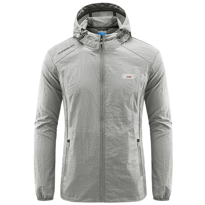 Summer Men Hiking Fishing Cycling Hooded Gym Sport Windbreaker Ultra Light Coat Men Outdoor Quick Dry Sun-Protective Thin Jacket