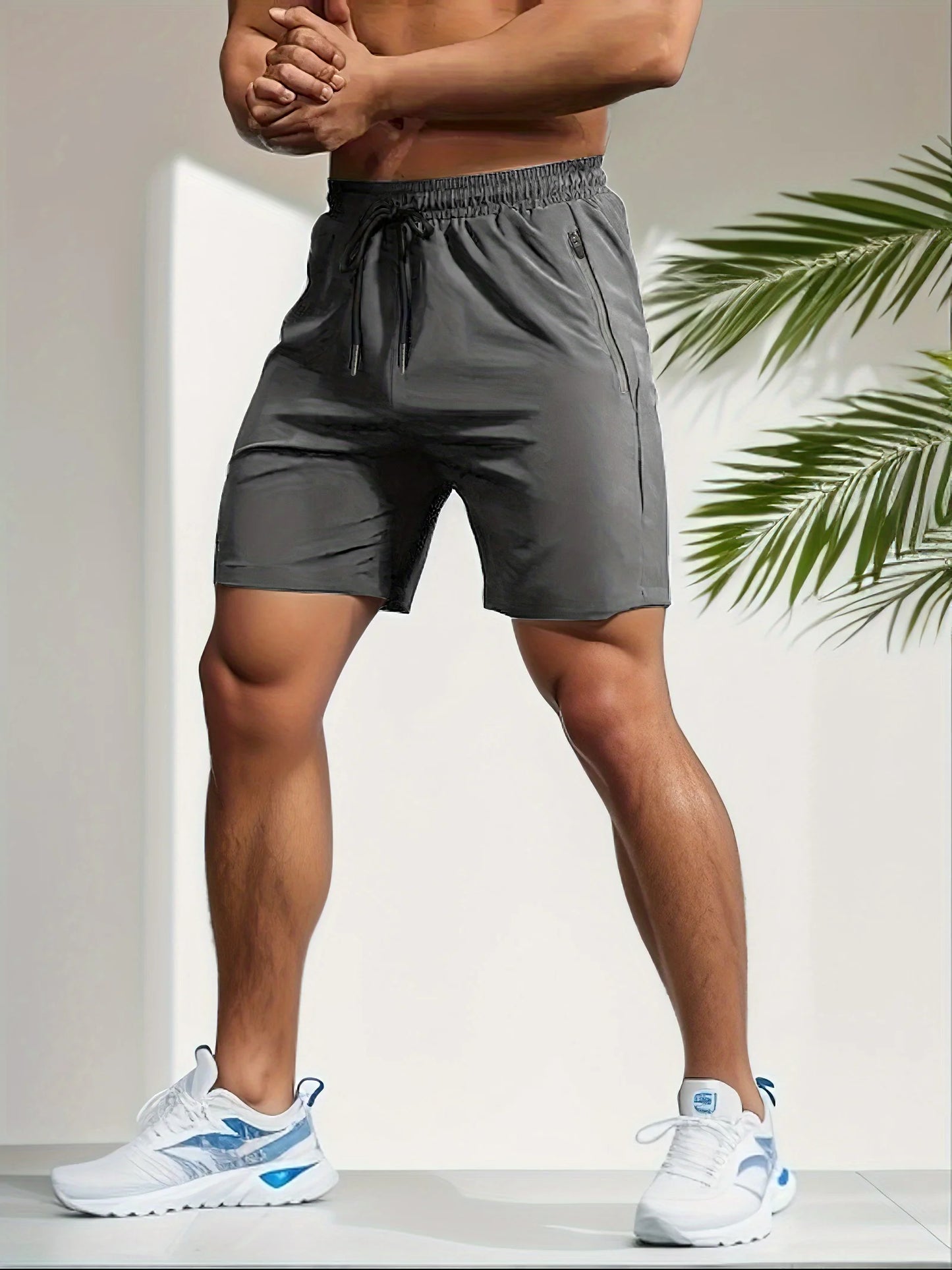 Men's Bottoms for Summer Gym Workout Running Cycling,Quick Drying Breathable Drawstring Waist Sports Shorts 2-0428