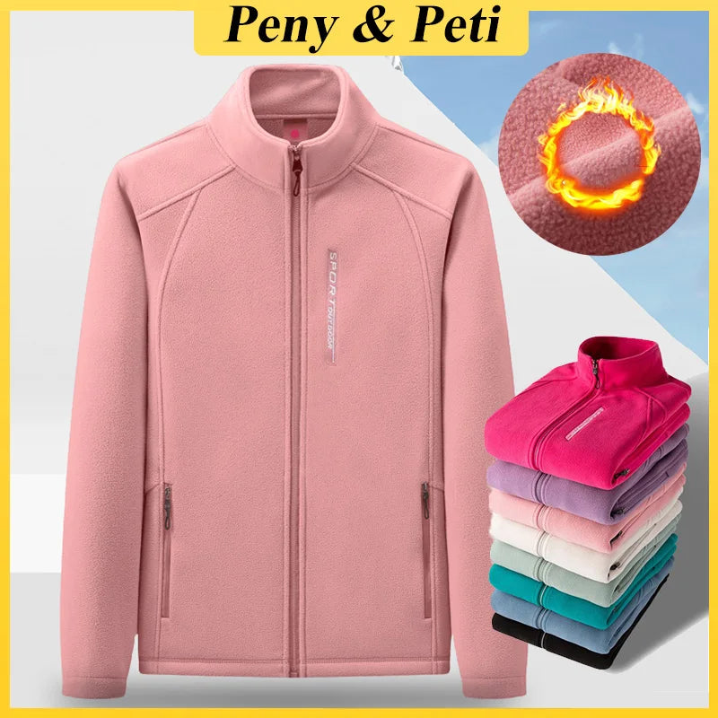 Women Winter Sports Running Jackets Warm Fleece Hiking Thermal Coat Climbing Camping Windbreaker Running Coats Winter Clothes