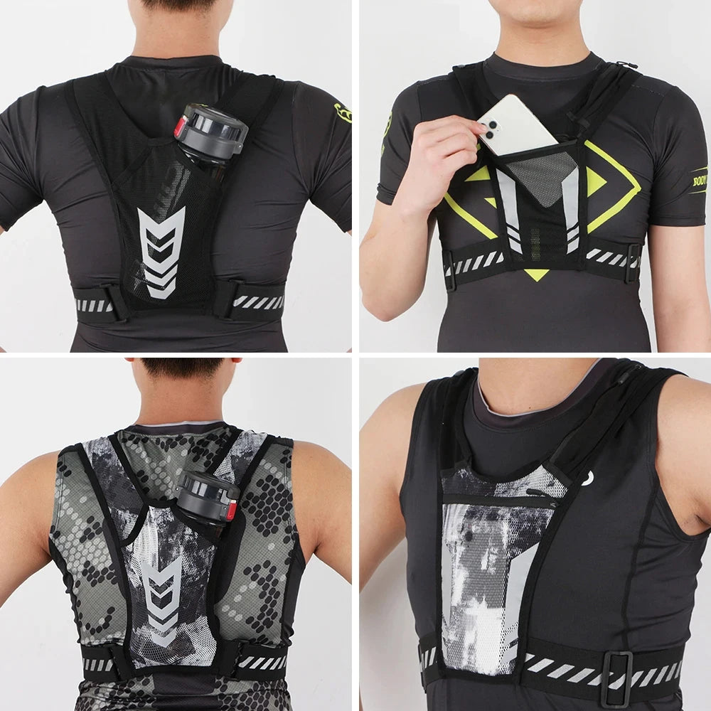 Reflective Running Phone Holder Vest for Men and Women, Jogging, Walking, Exercise,Gym, Workout, 1Pc Adjustable Strap Key Pocket