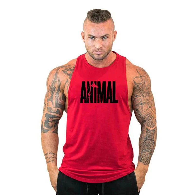Animal Letter Gym Tanktop Men Fitness Clothing Men's Bodybuilding Tank Tops Summer Gym Clothing for Male Sleeveless Vest T Shirt