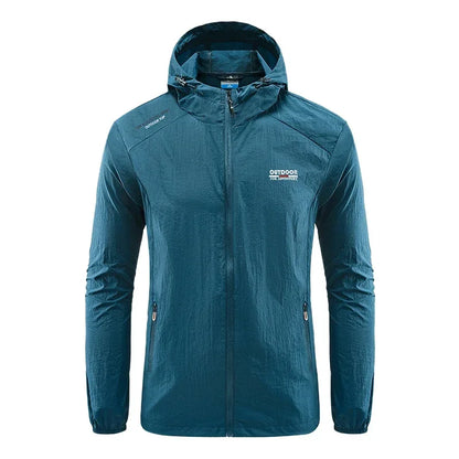 Summer Men Hiking Fishing Cycling Hooded Gym Sport Windbreaker Ultra Light Coat Men Outdoor Quick Dry Sun-Protective Thin Jacket