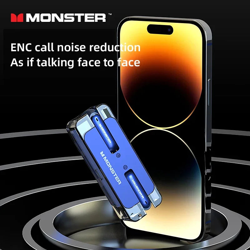 Monster XKT08 Earphone Bluetooth 5.3 Ture Wireless Earbuds Low Latency Noise Reduction Headphones Gaming Sports Headset With Mic
