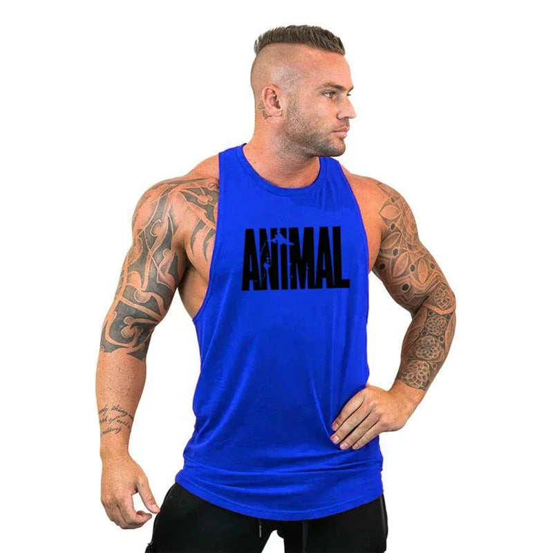 Animal Letter Gym Tanktop Men Fitness Clothing Men's Bodybuilding Tank Tops Summer Gym Clothing for Male Sleeveless Vest T Shirt