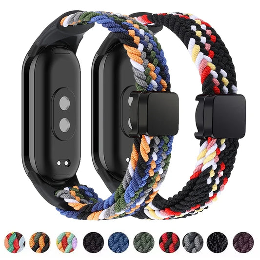 Nylon Braided Strap For Mi Band 9 8 Bracelet Magnetic Buckle Watchband For Xiaomi Mi Band 7 6 5 4 3 Wristband Correa Accessories