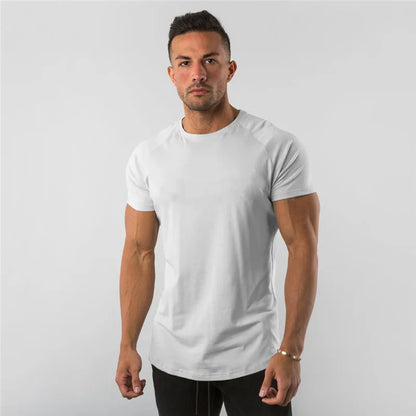 T Shirt Men Casual Short Sleeve Muscle Joggers Bodybuilding Tshirt Male Gym Fitness Tops Tee Streetwear Slim Fit Summer T-shirt