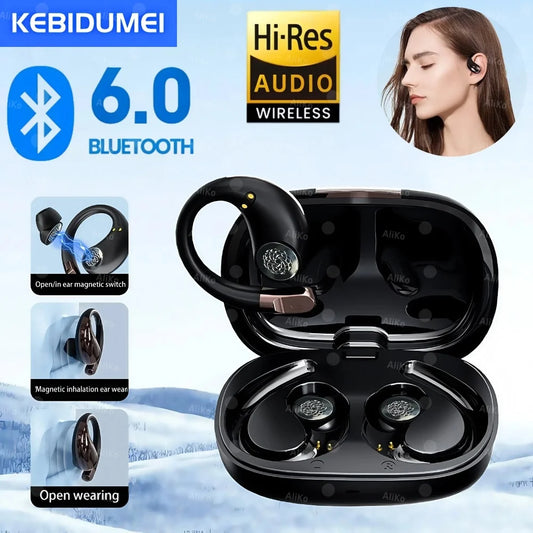 Bluetooth 6.0 OWS Earphone Sport Wireless Headphone HD Call Earbud 30dB ENC Noise Cancelling 40H Playtime for Gym Running Gaming