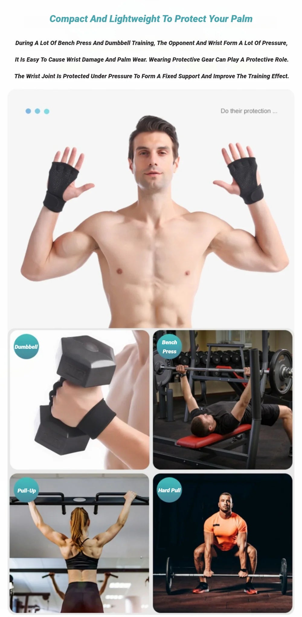 Half Finger Training Sport Gloves For Men Women Workout Fitness Body Building Weightlifting Gym Hand Wrist Protector Dumbbells