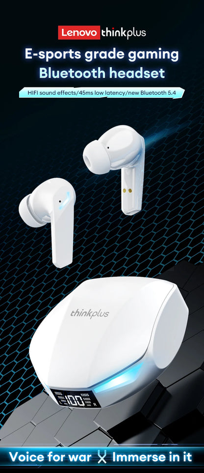 Original Lenovo XT53 Earphone Wireless Upgrade Bluetooth 5.4 Headphones Noise Reduction LED Earbuds Low Latency Gaming Headset