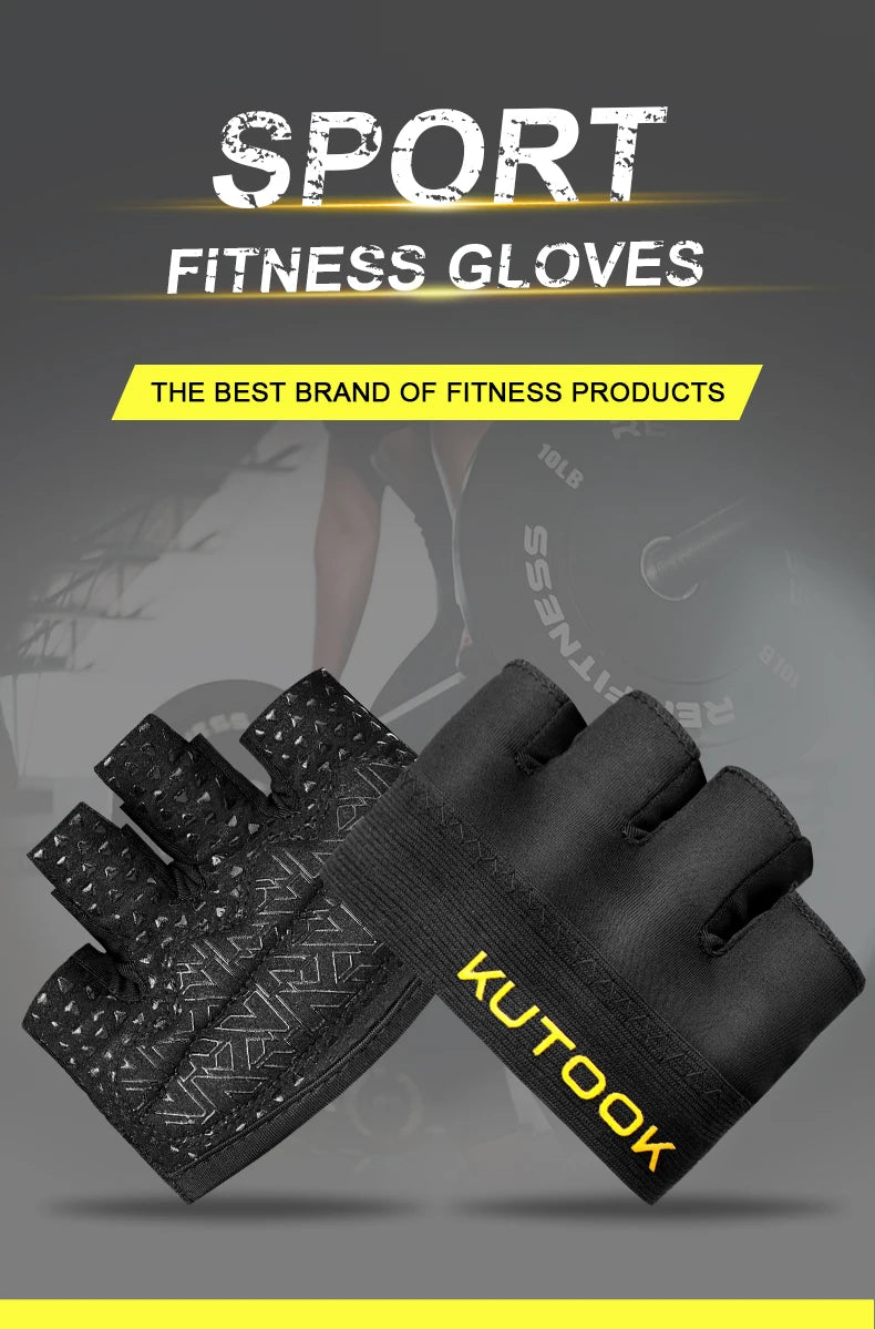 KUTOOK Men's And Women's Fitness Four Fingers Gloves Breathable Anti-slip Shock Absorption Yoga Dumbbell Cycling Sports Gloves
