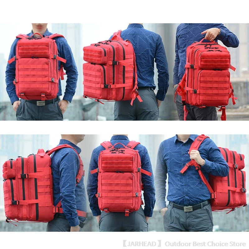 45L Tactical Backpack Outdoor Traveling Bag Fitness MOLLE Backpack School Pack GYM EDC Hiking Rucksack Witch Bottle Holder