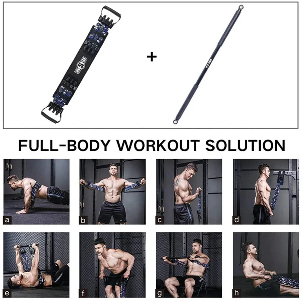 INNSTAR Resistance Band with Fitness Bar Chest Expander Bench Press Rubber Elastic Bands Home Gym Trainer Workout Equipment