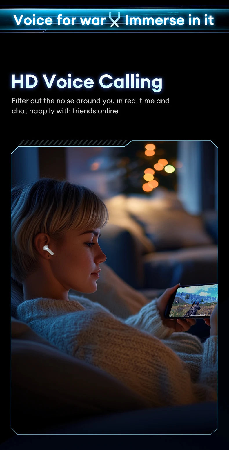 Original Lenovo XT53 Earphone Wireless Upgrade Bluetooth 5.4 Headphones Noise Reduction LED Earbuds Low Latency Gaming Headset