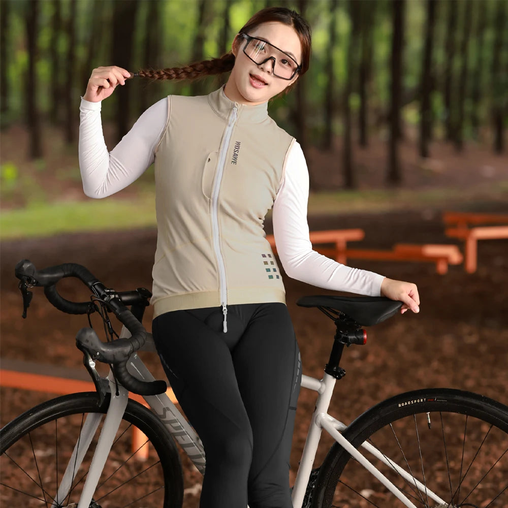 WOSAWE Thermal Winter Cycling Vest Windproof Bike Jacket Sleeveless Windbreaker Back Pockets for Men and Women