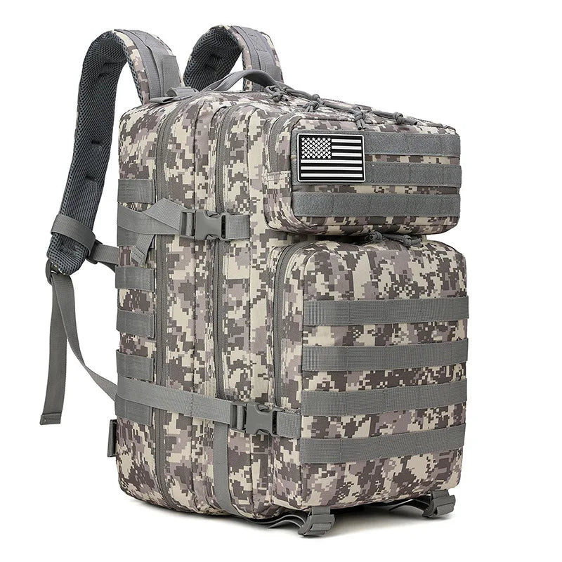 45L Tactical Backpack Outdoor Traveling Bag Fitness MOLLE Backpack School Pack GYM EDC Hiking Rucksack Witch Bottle Holder