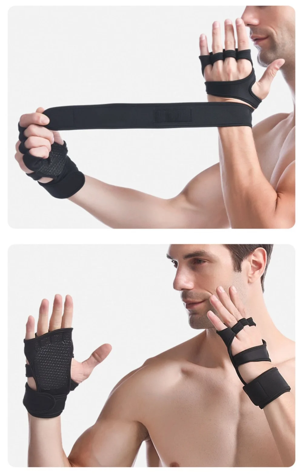 Half Finger Training Sport Gloves For Men Women Workout Fitness Body Building Weightlifting Gym Hand Wrist Protector Dumbbells