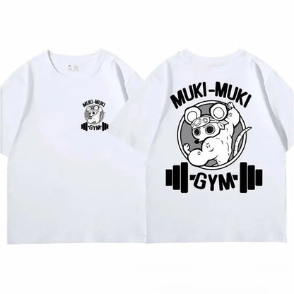Demon Slayer Uzui Tengen Print T-shirt Men Summer Japanese Anime Funny Ninja Mice Muki Muki Gym T Shirt Muscular Mouse Clothing