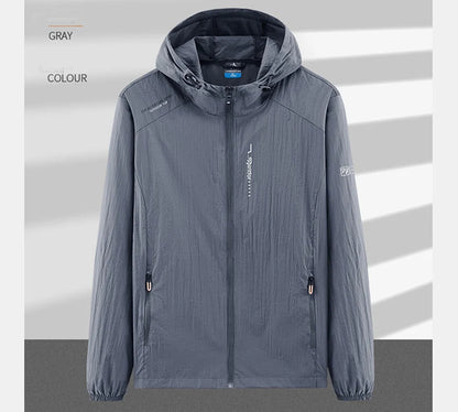 Summer Outdoor Quick Dry Sun-Protective Thin Jacket Men Hiking Fishing Cycling Hooded Gym Sport Windbreaker Ultra Light Coats