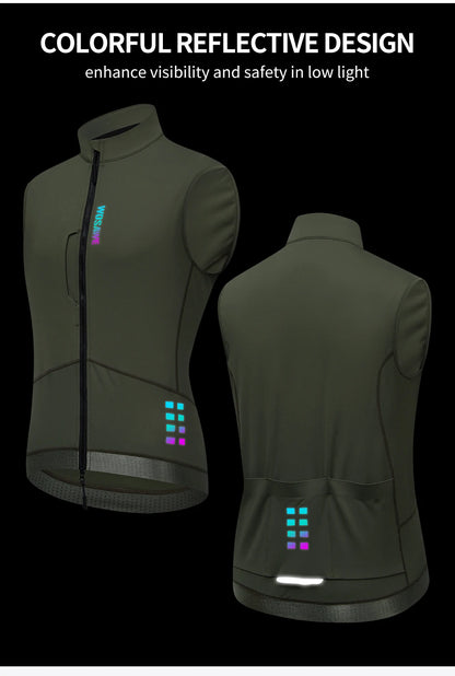 WOSAWE Thermal Winter Cycling Vest Windproof Bike Jacket Sleeveless Windbreaker Back Pockets for Men and Women