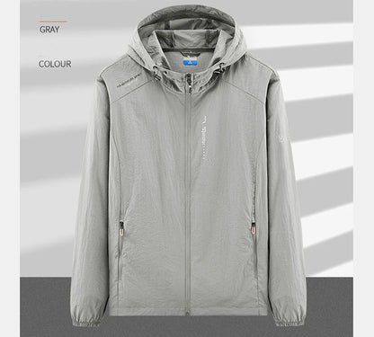 Summer Outdoor Quick Dry Sun-Protective Thin Jacket Men Hiking Fishing Cycling Hooded Gym Sport Windbreaker Ultra Light Coats