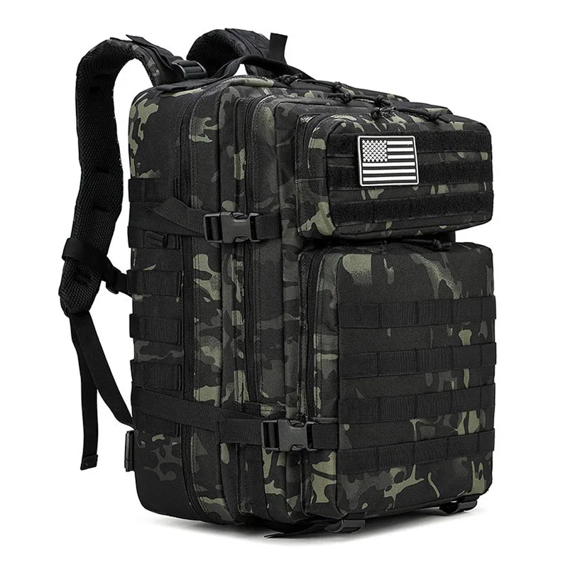 45L Tactical Backpack Outdoor Traveling Bag Fitness MOLLE Backpack School Pack GYM EDC Hiking Rucksack Witch Bottle Holder