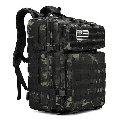 45L Tactical Backpack Outdoor Traveling Bag Fitness MOLLE Backpack School Pack GYM EDC Hiking Rucksack Witch Bottle Holder