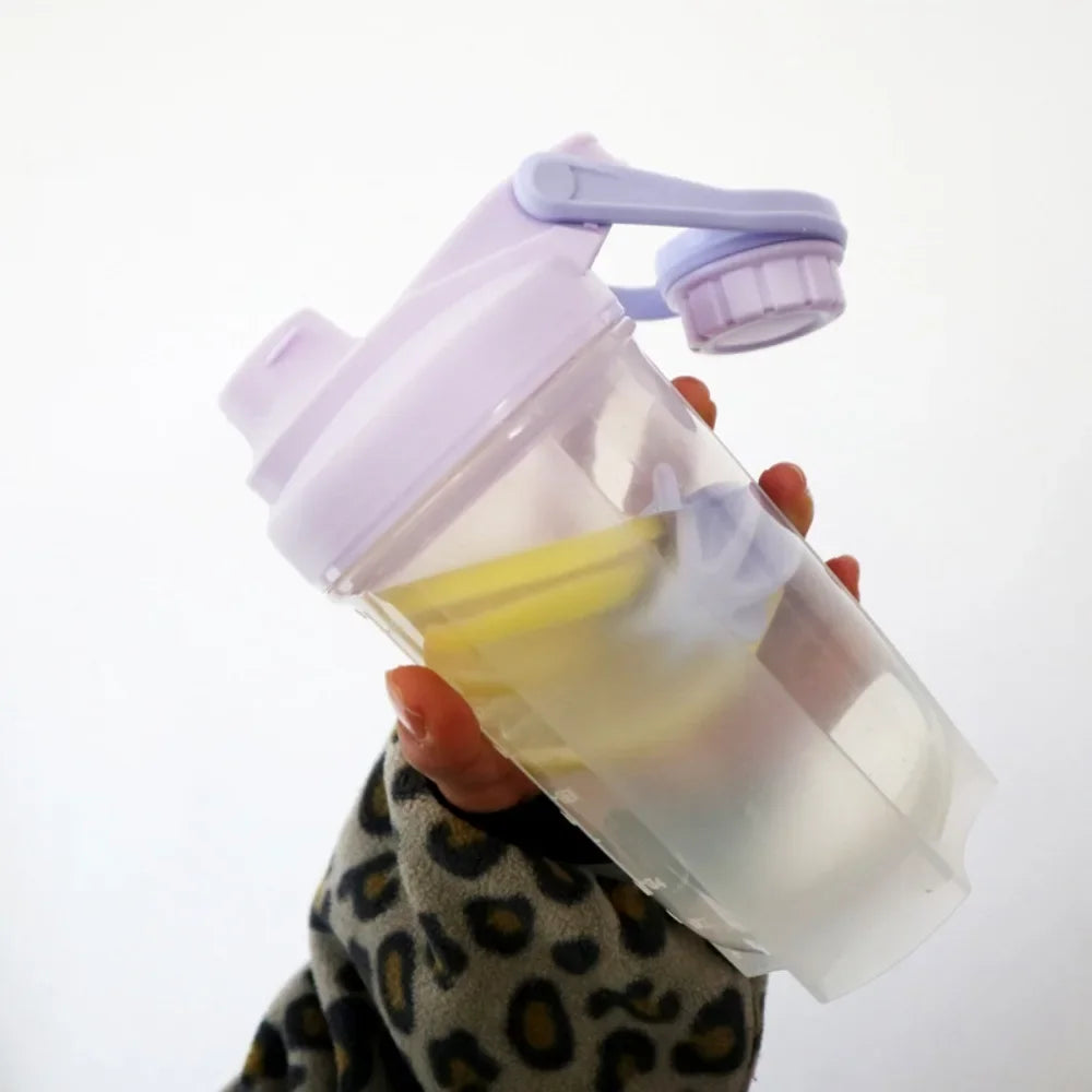 1PC Korean Style Leakproof Portable Shaker Bottle for Protein Milkshake Mixing Sports Water Cup Gym Fitness Gear Accessories