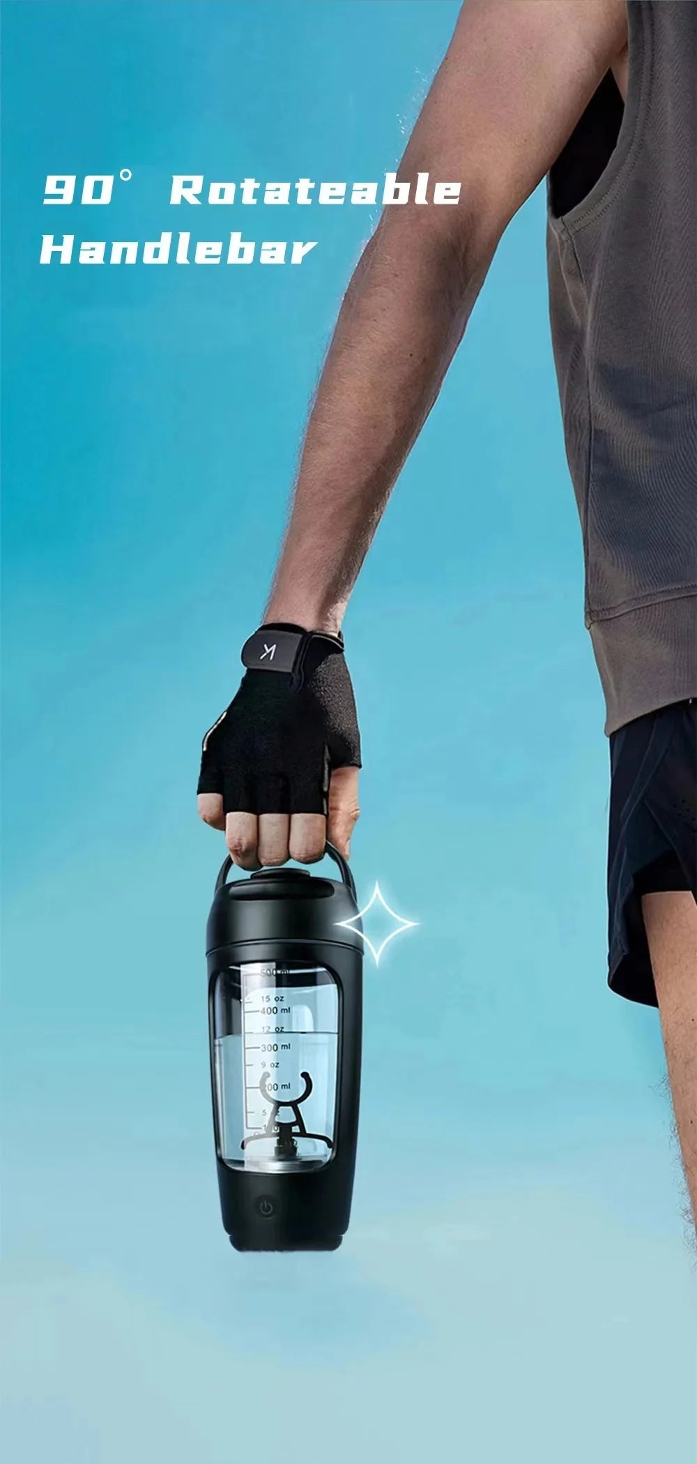 Electric Protein Shaker Bottle Portable 1200mAh Rechargeable Blender Cup Automatic Self Stirring Mug 650ml Mixing Cups for Fitne