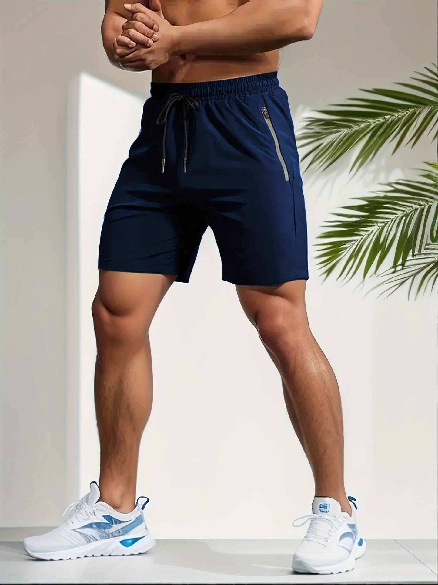 Men's Bottoms for Summer Gym Workout Running Cycling,Quick Drying Breathable Drawstring Waist Sports Shorts 2-0428