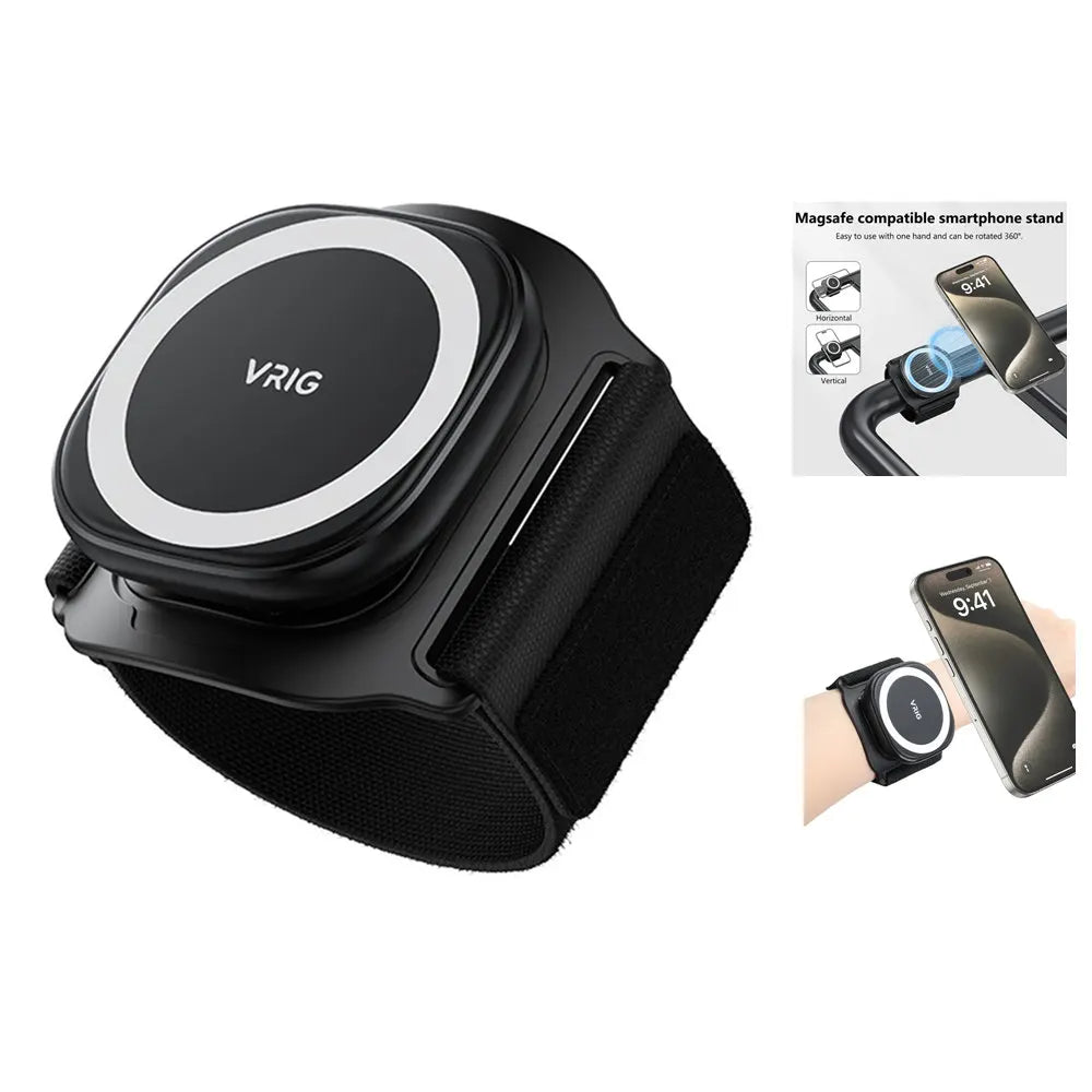 VRIG MagSafe Magnetic Phone Holder Wrist Strap Bracket Magnet Grip for iPhone 16 5 14 Android Running Cycling Running Gym Holder