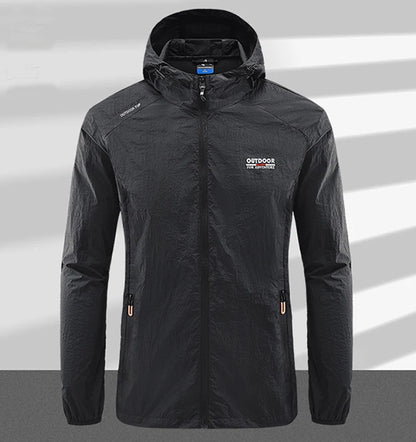 Summer Men Hiking Fishing Cycling Hooded Gym Sport Windbreaker Ultra Light Coat Men Outdoor Quick Dry Sun-Protective Thin Jacket