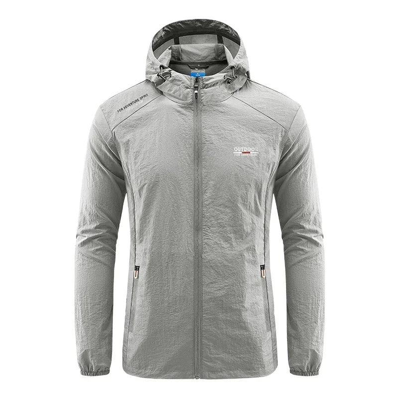 Summer Men Hiking Fishing Cycling Hooded Gym Sport Windbreaker Ultra Light Coat Men Outdoor Quick Dry Sun-Protective Thin Jacket