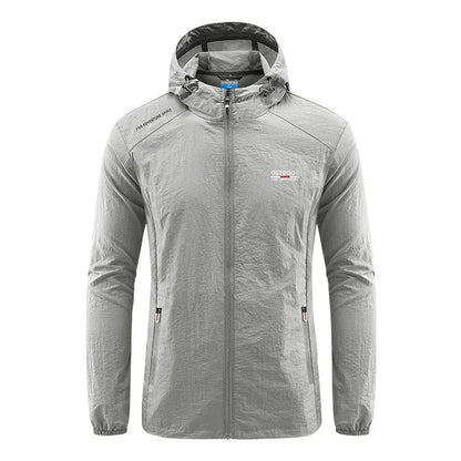 Summer Men Hiking Fishing Cycling Hooded Gym Sport Windbreaker Ultra Light Coat Men Outdoor Quick Dry Sun-Protective Thin Jacket