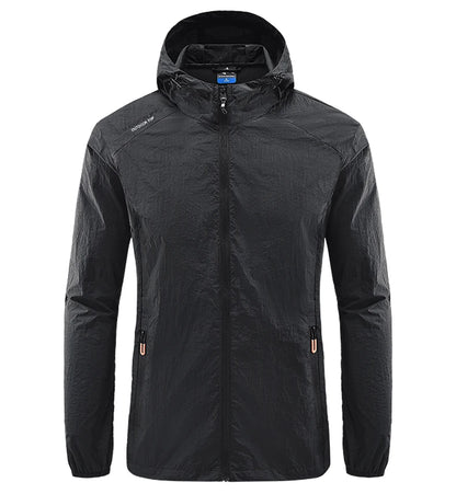 Summer Men Hiking Fishing Cycling Hooded Gym Sport Windbreaker Ultra Light Coat Men Outdoor Quick Dry Sun-Protective Thin Jacket
