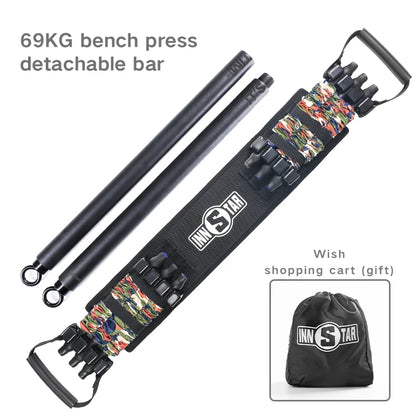 INNSTAR Resistance Band with Fitness Bar Chest Expander Bench Press Rubber Elastic Bands Home Gym Trainer Workout Equipment