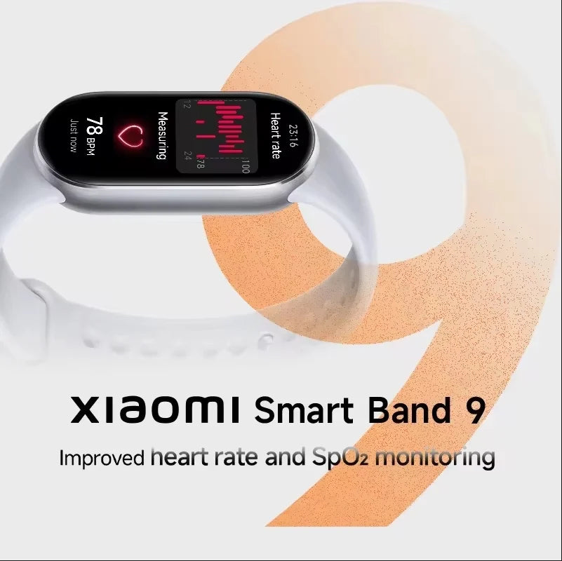Global Version Xiaomi Smart Band 9 1.62‘’ AMOLED Display 21 Days Battery Life Supports 150+ Sports Modes 5ATM Bluetooth 5.4