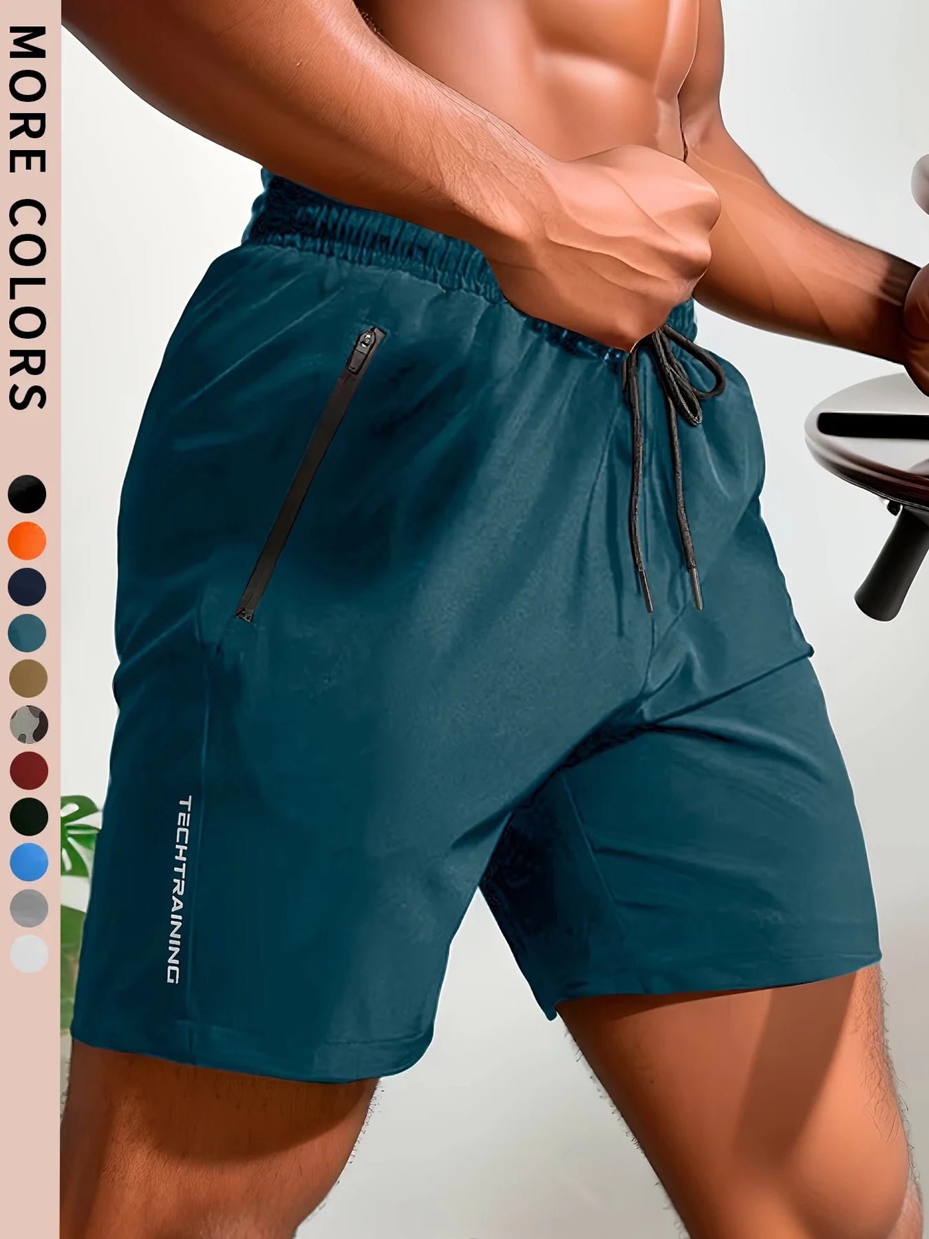 Men's Bottoms for Summer Gym Workout Running Cycling,Quick Drying Breathable Drawstring Waist Sports Shorts 2-0428