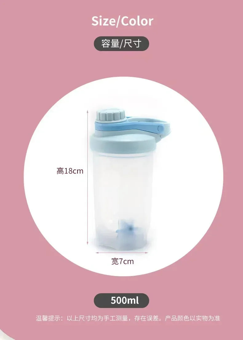 1PC Korean Style Leakproof Portable Shaker Bottle for Protein Milkshake Mixing Sports Water Cup Gym Fitness Gear Accessories