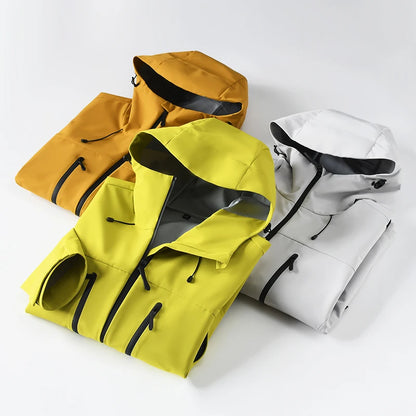 EUMERGX Unisex Waterproof Windbreaker Jacket - Single-Layer Raincoat for Hiking, Camping - Certified Moderate Rain Protection