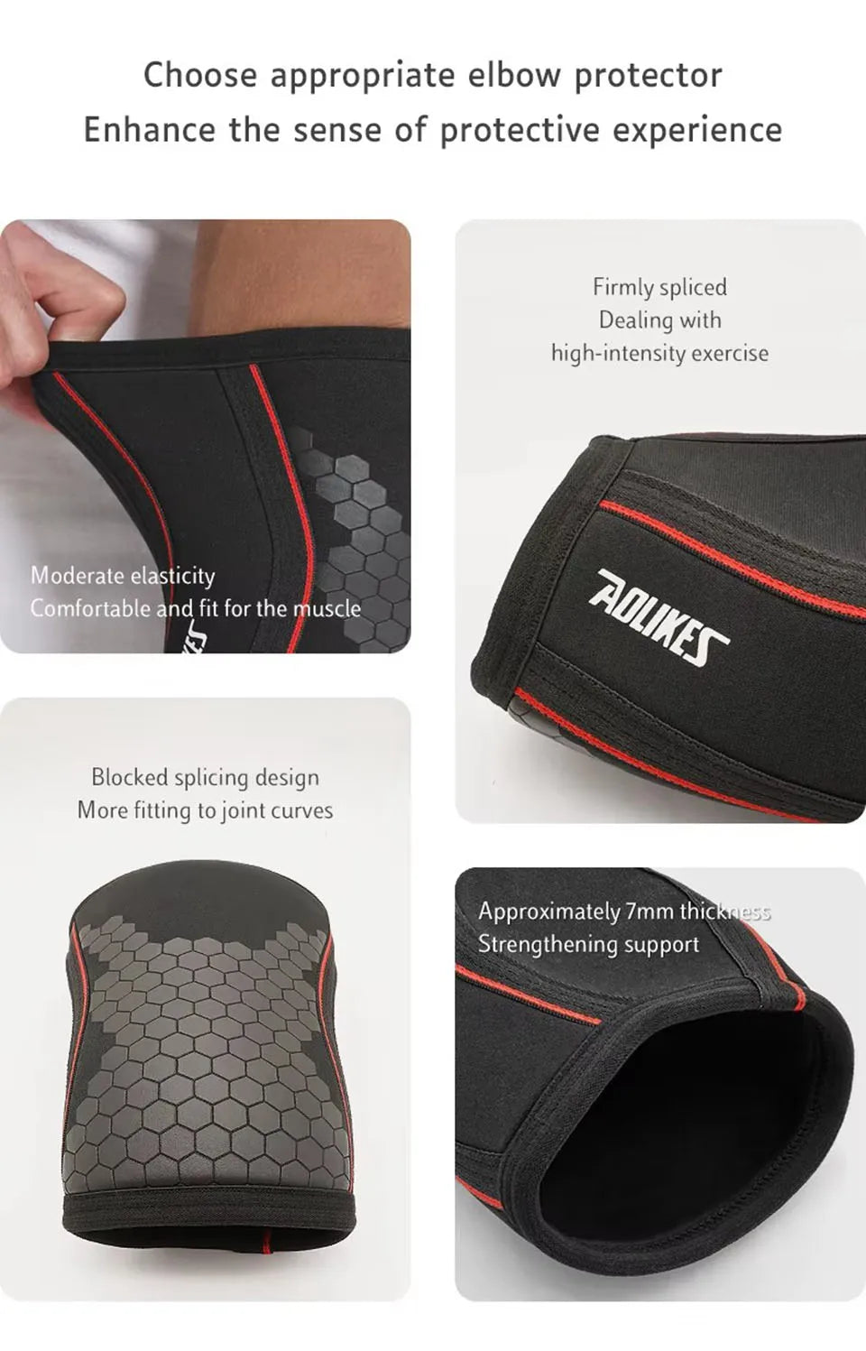 AOLIKES 1 Pair 7MM Knee Sleeves Support Injury Recovery - Neoprene Knee Brace Knee Support for Squats, Running & Gym Workout