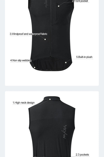 YKYWBIKE Men Cycling Gelit Thermal Fleece Bicycle Windbreaker Sleeveless Bike Vest Windproof Waterproof Cycling Windshield