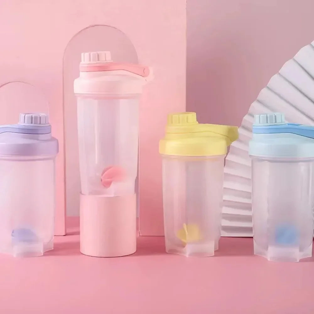 1PC Korean Style Leakproof Portable Shaker Bottle for Protein Milkshake Mixing Sports Water Cup Gym Fitness Gear Accessories