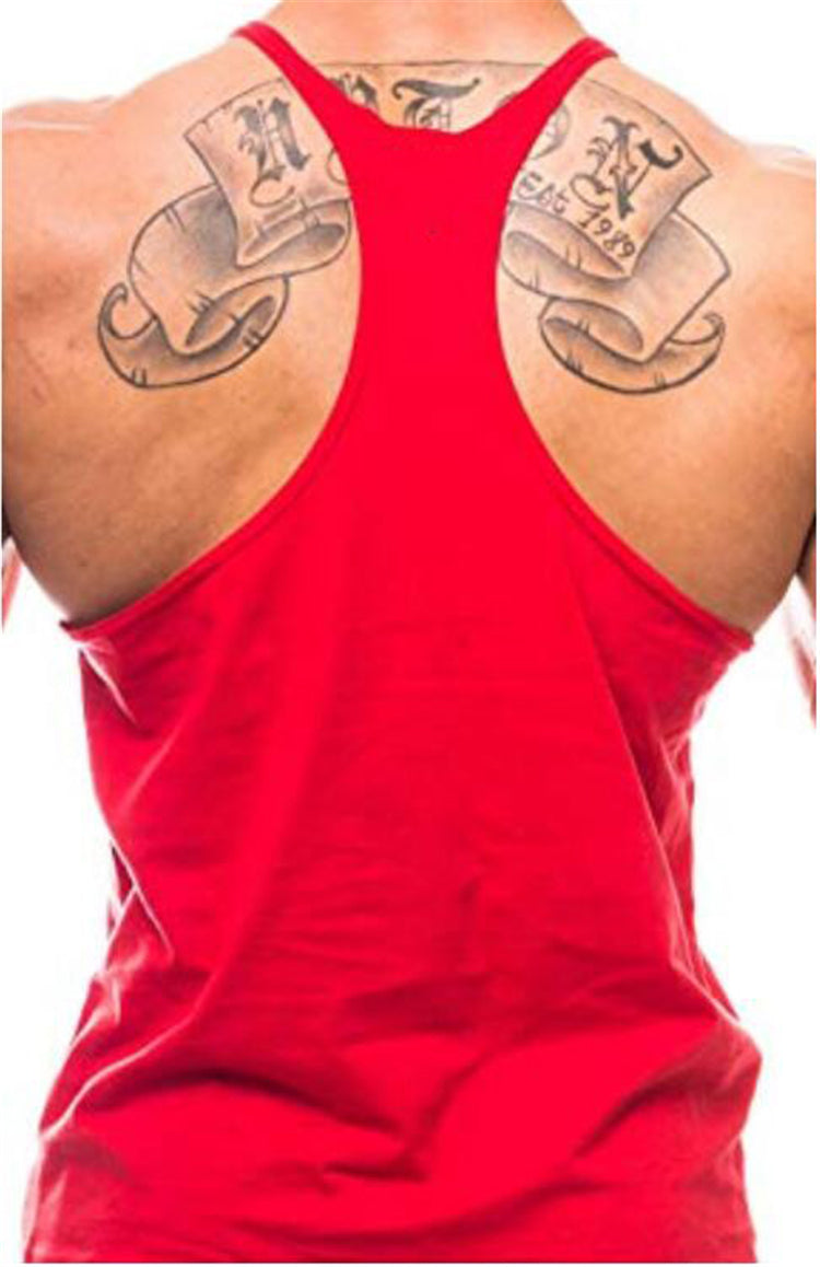 Men's Fitness Bodybuilding Tank Tops Brand Gym Sportswear Cotton Breathable Workout Muscle Vests Summer Sleeveless Y Back Shirt