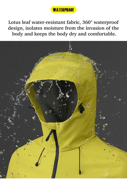 EUMERGX Unisex Waterproof Windbreaker Jacket - Single-Layer Raincoat for Hiking, Camping - Certified Moderate Rain Protection