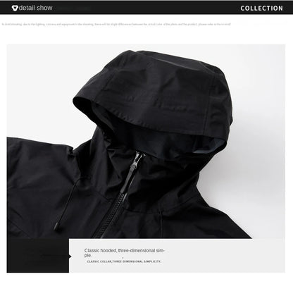 Jacket Men's Sports Casual Soft-shell Zipper Pocket Water Repellent Windbreaker New Autumn Functional Camping Hooded Raincoat