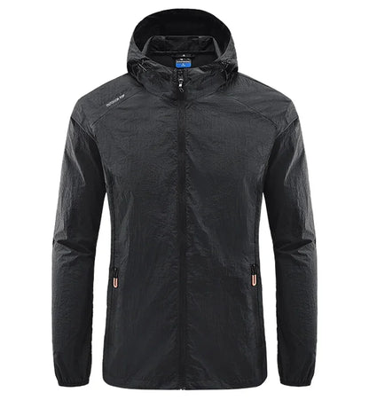 Summer Men Hiking Fishing Cycling Hooded Gym Sport Windbreaker Ultra Light Coat Men Outdoor Quick Dry Sun-Protective Thin Jacket