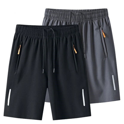 Men's Summer Ultra-thin Ice Silk Beach Casual Shorts Jogging Sport Quick Dry Male Zipper Loose Gym Sports Short Pants Sweatpant