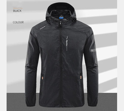 Summer Outdoor Quick Dry Sun-Protective Thin Jacket Men Hiking Fishing Cycling Hooded Gym Sport Windbreaker Ultra Light Coats
