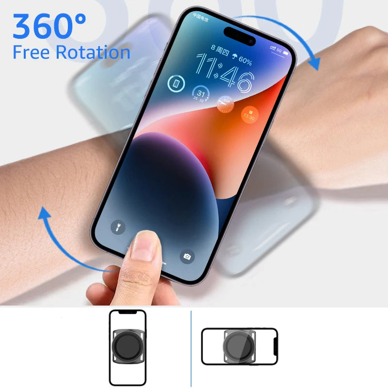 Armband Wristband Mobile Phone Holder Magnetic Wrist Strap Phone Mount Stand for iPhone 16 MagSafe Xiaomi for Cycling Hiking Gym